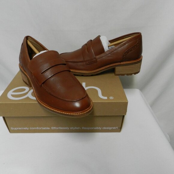 EARTH Lindy Leather comfort Penny Loafers slides brown NEW NIB NWT Size Sz 8 - Picture 1 of 16